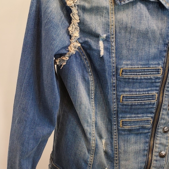 Guess Fitted Denim Jean Jacket, Size L - Picture 9 of 12